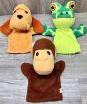 Lot Of 3 Animal Fair Vtg Puppets Dog, Frog, &amp; Monkey Plush Puppet (Rare) 9&quot; - £15.47 GBP