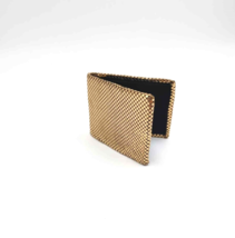 Vintage Whiting &amp; Davis Gold Metal Mesh Bi-fold Wallet Pocket Style USA - $22.72