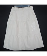 Duck Head Skirt Tiered A-Line Casual Lined Embroidered Off White Khaki womens 6 