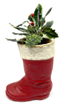 Vintage Paper Mache Red Boot Santa Claus Candy Container Christmas 5” De... - $33.00