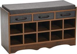 Household Essentials Entryway Storage Bench With 3 Dark Grey Drawers 10 Shoe - £101.53 GBP