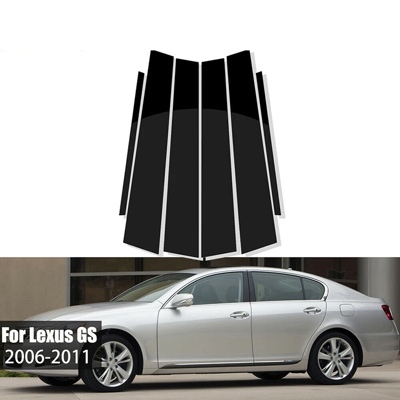 6 Pcs Car Black Window Pillar Posts Door Trims Cover for Lexus GS 2006-2011 Ac - £13.73 GBP
