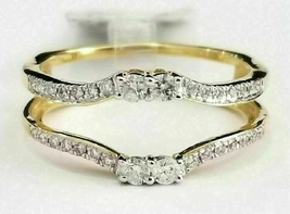 White Round Cut Diamond Womens Enhancer Wrap Wedding Ring 14K Yellow Gold Finish - £99.62 GBP