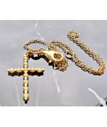 925 STERLING SILVER VERMEIL SPARKLING CITRINE CROSS BRACELET - $36.47