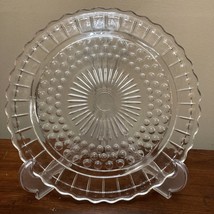Vintage Footed Clear Glass Cake Plate Serving Platter Sunburst Sunflower... - $21.78