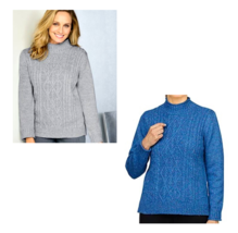 Alfred Dunner Petite Womens Cable Knit Sparkle Mock Neck Sweater - £15.88 GBP