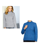 Alfred Dunner Petite Womens Cable Knit Sparkle Mock Neck Sweater - £15.90 GBP