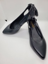 ASHRO Womens Cathina Slip on Dress Shoes Size 9M Black Kitten Heel - £19.84 GBP