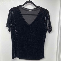 Honey Punch Black Velvet Crush V Neck Cutout T-Shirt Womens Size Small - £7.91 GBP