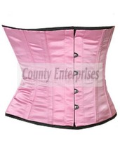 Cincher Shaper Taillen Waspie Full Steel Bone Spiral Waistbust Pink Sati... - £35.94 GBP