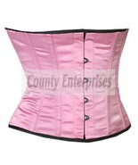 Cincher Shaper Taillen Waspie Full Steel Bone Spiral Waistbust Pink Sati... - £36.46 GBP