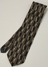 Alfred Sung Necktie Neck Tie 100% Italian Silk Brown Geometric Pattern - £8.07 GBP