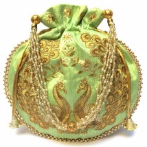 Woman&#39;s Handbag Potli Multicolored Silk Embroidered  - $29.99