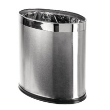 'Invisi-Overlap' Open Top Stainless Steel Trash Can, Small Office Wastebasket, M - £71.32 GBP