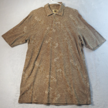 Pusser&#39;s Polo Shirt Men Medium Brown Floral Silk Short Sleeve West Indie... - $17.49