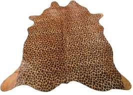 Leopard Print Cowhide Rug Size: 7&#39; X 6/3&#39; Beige/Brown Leopard Cowhide Ru... - $246.51