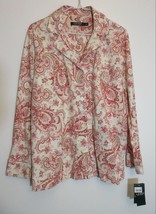 Small Pink White Pajamas Paisley Grandmacore Long Sleeve Top - £21.48 GBP