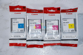 4 New OEM Canon iPF670,680,685,770,780,785 CMMY Ink Tank Cartridges PFI-107 - £149.93 GBP