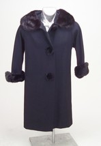 Wool Coat Fur Collar Vintage Ladies 1940s Black fur Black coat Original Owners - £160.66 GBP