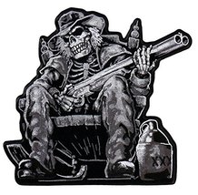Iron on Embroidered 4&quot; Skull Outlaw Anarchy Moonshine Skeleton Biker Patch - Pat - £7.04 GBP