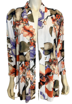 NWT Chico&#39;s Gathered Floral 3/4 Sleeve Kimono Open Top Size XL - £37.40 GBP