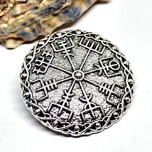 Vegvisir Pin Badge Wayfinder Compass Brooch Viking Metal Aegishjalmr Norse Pin - $8.49