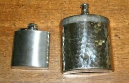 Vtg Ahs Hammered Tin Metal 15oz Hip Flask Us Occupied Zone West Germany Wwii Dad - £15.36 GBP