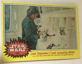 Vintage Star Wars Trading Card Yellow 1977 #146 Luke Skywalker Aunt Preparing - £1.85 GBP