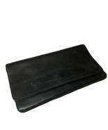 Vintage Black Leather Clutch Top Grain Cowhide Hong Kong Unbranded - £27.24 GBP