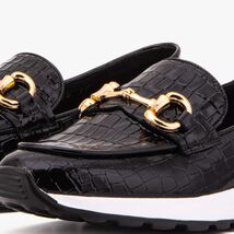 The Milan Black Croc-Embossed Patent Leather Women Sneaker image 2