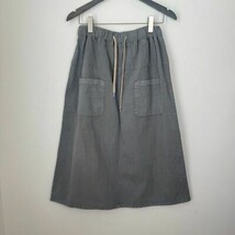 Striped Midi Skirt Front &amp; Back Pockets Size Medium Elastic Band Waist - $463.46 MXN