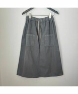 Striped Midi Skirt Front &amp; Back Pockets Size Medium Elastic Band Waist - $461.41 MXN