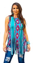 NWT Womens Neon Aztec Fringe Tank Top Size Small - $28.20