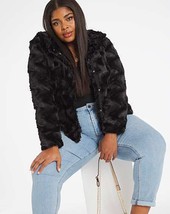 VERO MODA Black Short Hooded Faux Fur Coat / Jacket XXL = UK 16 (ccc301) - £38.96 GBP