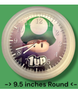 SUPER MARIO 1 UP 9.5&#39; ROUND IKEA QUARTZ AAA OPERATED BATTERY WALL CLOCK - $468.93 MXN