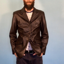 Dark Brown Genuine Lambskin Leather Jacket - Croft &amp; Barrow, Size M - £107.62 GBP