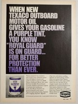 1968 Print Ad Texaco Royal Guard Outboard Motor Oil with Purple Tint - £10.76 GBP