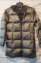 Eddie Bauer EB550 Womens Small Hooded Goose Down Puffer Jacket Silver Green - $102.46