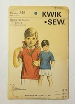Kwik Sew 345 Retro 70s Raglan T-Shirt for Boys &amp; Girls Age/Size 2, 4 6 CUT EUC! - $6.99