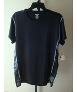 New Reebok Men&#39;s Fitness Exercise Performance Poly Blend Shirt Black w/P... - $410.82 MXN