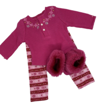American Girl Fair Isle Thermal Pajamas Set &amp; Slipper Boots Retired - $18.99