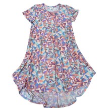 LuLaRoe Scarlett High Low Girls Geometric Print Dress With Pocket Size 10 - $21.12
