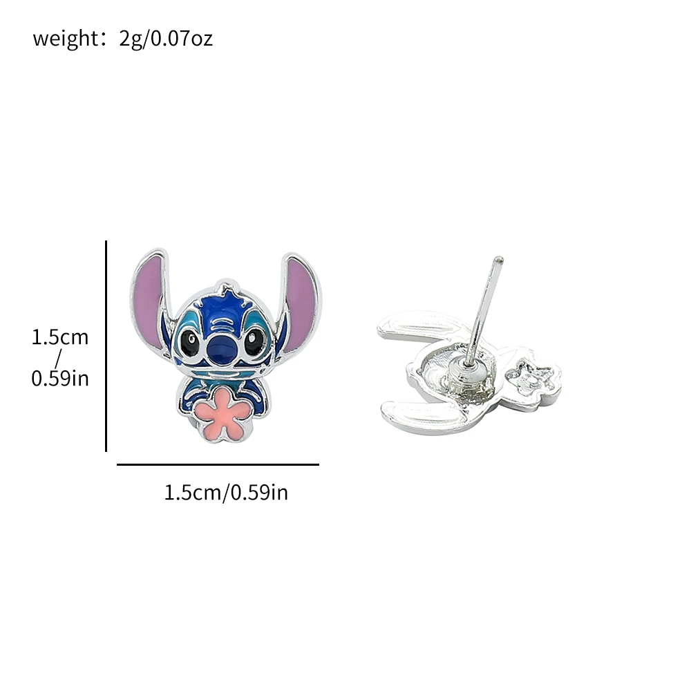 Disney Cute Cartoon Stitch with Flower Stud Earrings for Women Teen Girl... - $3.38