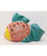 Tropical Fish Ceramic Tea Light Candle Holder Colorful Pink Yellow Aqua ... - £16.50 GBP