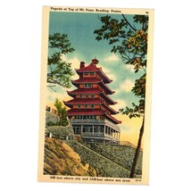 Vintage Postcard Pagoda Top Of Mt Penn Reading PA Linen Art Tourist Attraction - £7.24 GBP