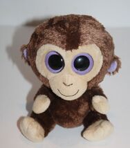 Ty Beanie Boos Plush Coconut Monkey 6" Beanbag Purple Eyes Stuffed Soft ... - $10.40