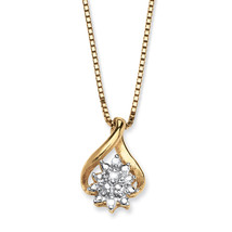 PalmBeach Jewelry 18k Gold-plated Silver Diamond Accent Pendant Necklace 18&quot; - £39.13 GBP