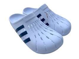 Adidas Mens 10 Adilette Clog White Black Sripe Slip On Lightweight Casua... - $32.99
