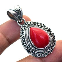 Italian Red Coral Vintage Style Gemstone Handmade Pendant Jewelry 1.90&quot; SA 796 - £5.21 GBP