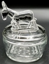 Vintage Jeannette Clear Glass Donkey Covered Powder Dresser Jar Trinket Box - £10.37 GBP